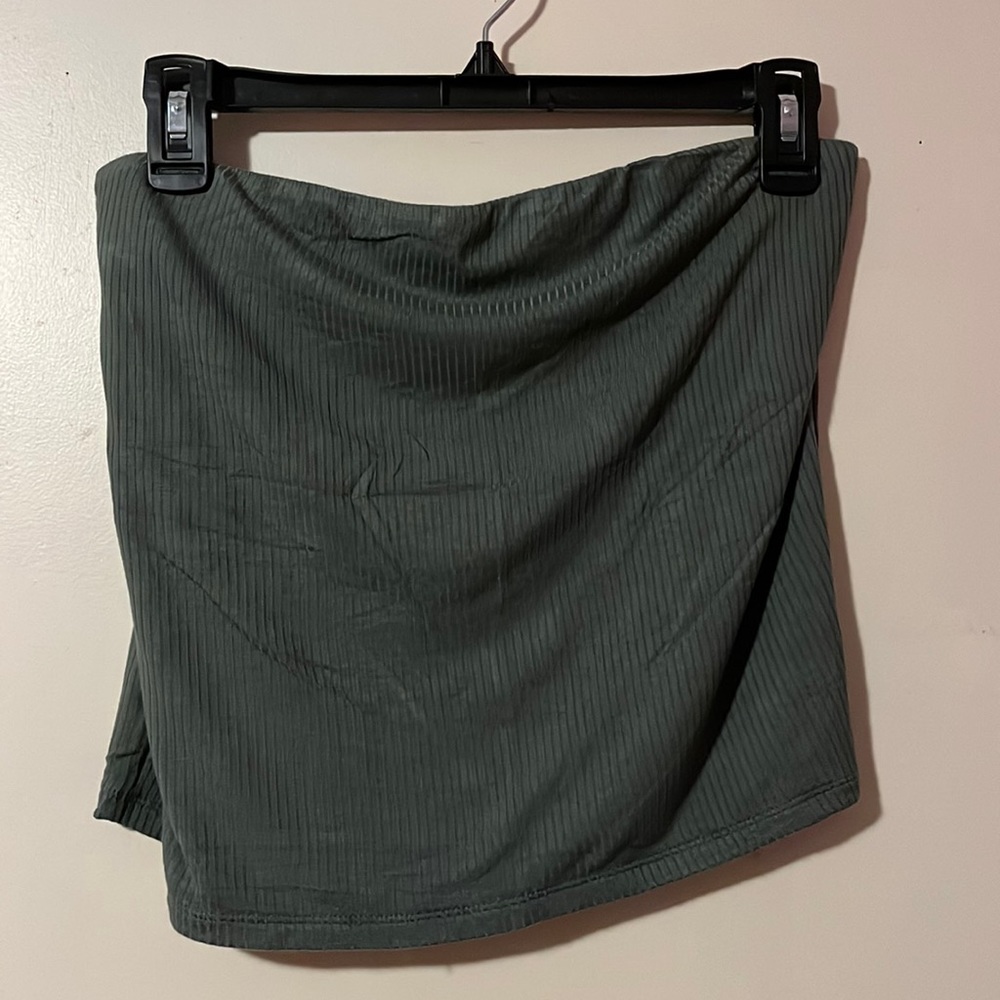 olive green tube top